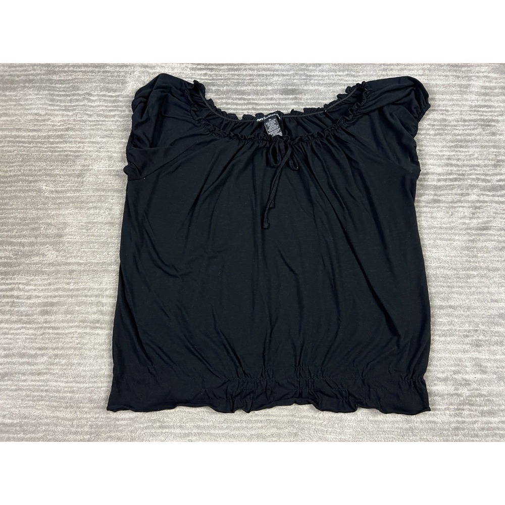 Sixteen Top‎ Womens XL Black Polyester Blend Short Sleeve Blouse